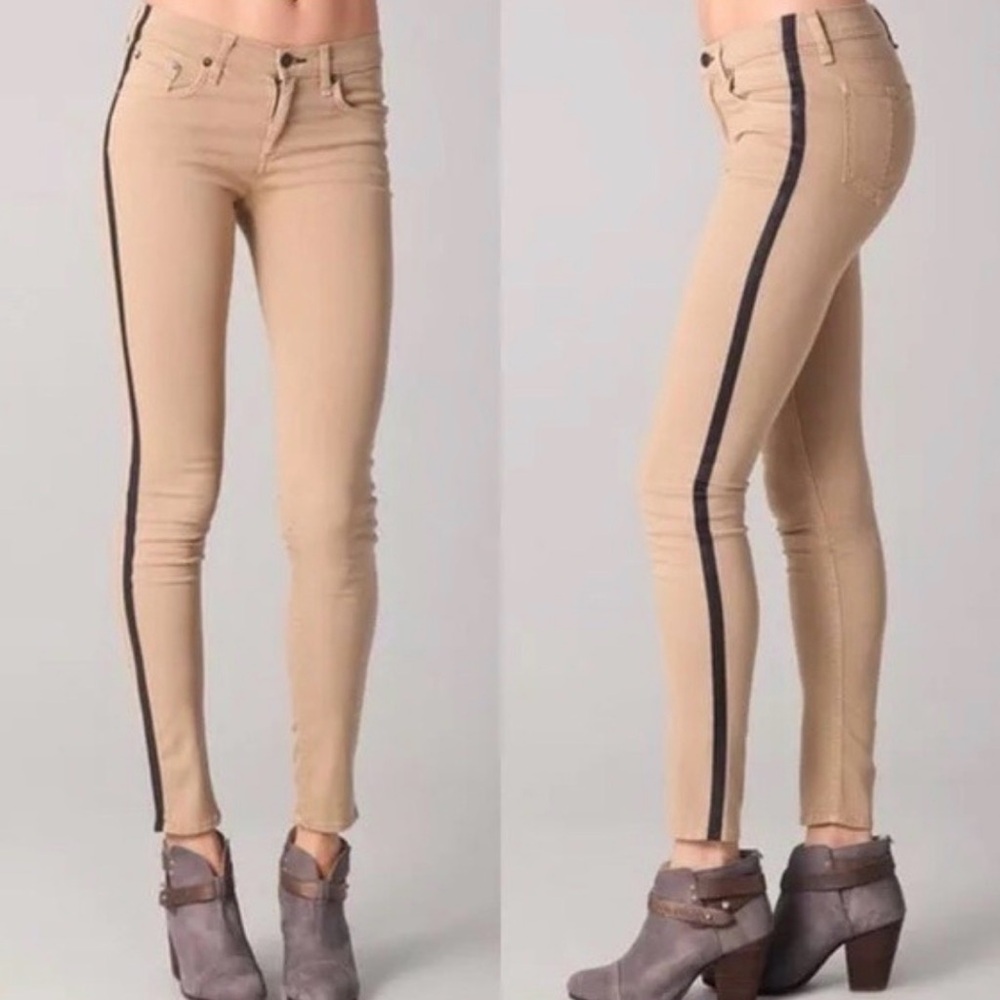 rag & bone Beige Khaki Tuxedo Stripe Pants Stretch size 25